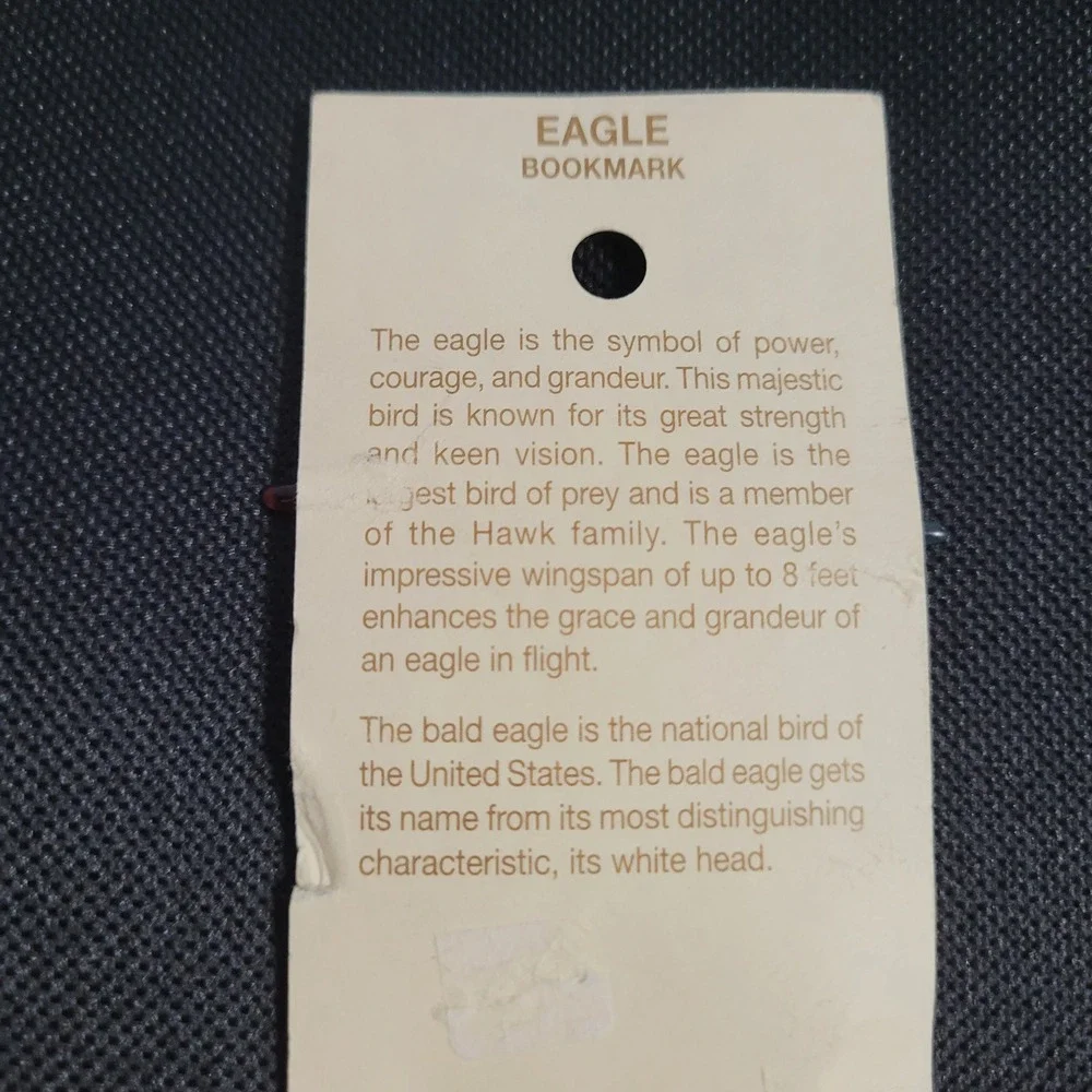 Lazart Eagle Metal Bookmark Nature Bird Silhouette Clip Brown Bronze Tone New